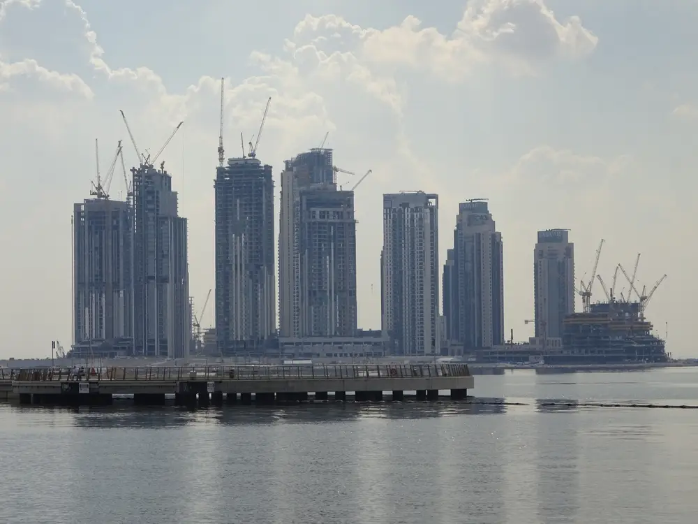 New Emaar residential towers rising on the waterfront at Dubai Creek Harbour
